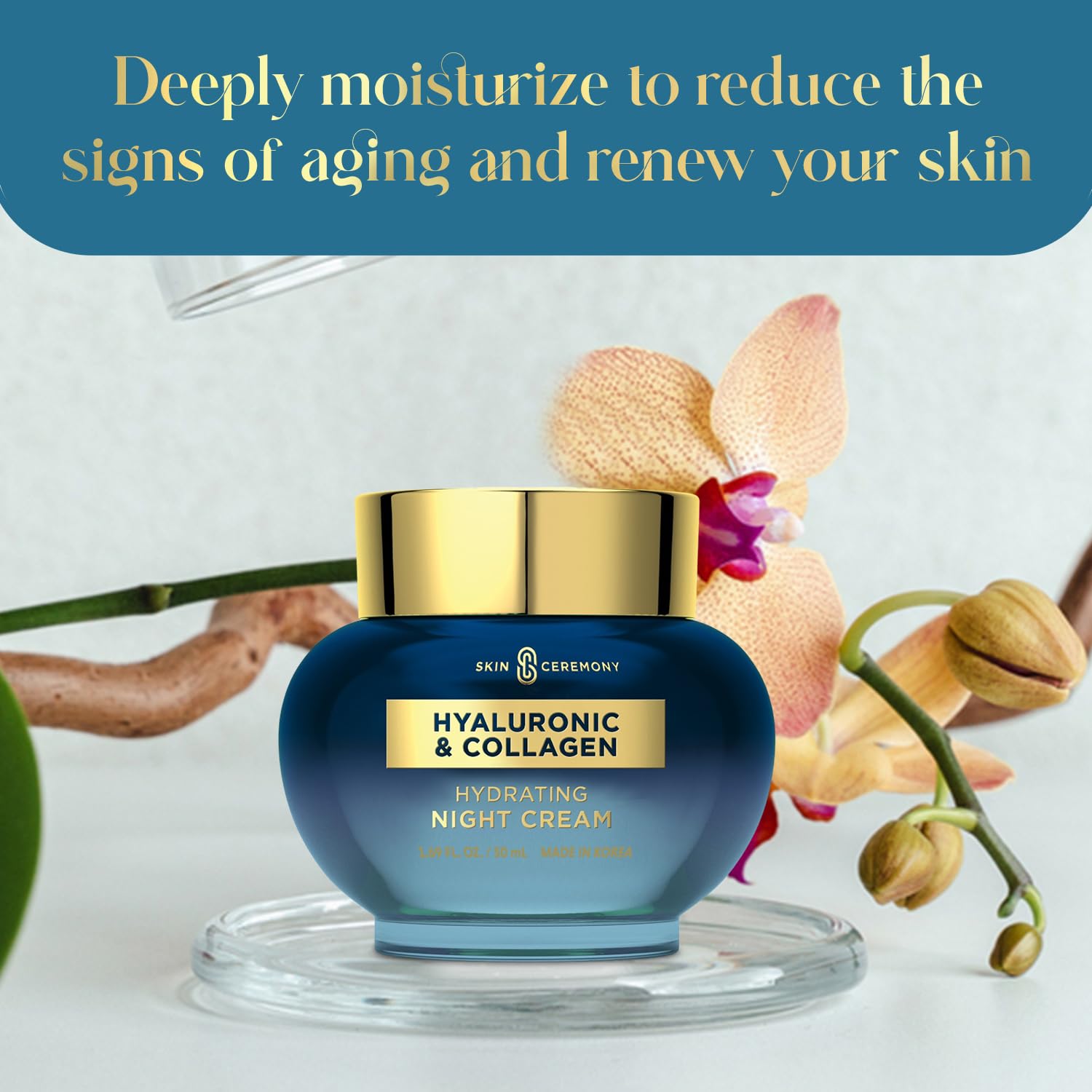 Hyaluronic Acid & Collagen Face Moisturizer - Long-Lasting Hydration, Skin Firming, Anti-Aging - Dermatologist Tested, Cruelty-Free Korean Skin Care for All Skin Types - 1.69 Fl. Oz